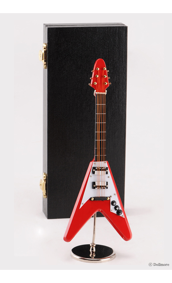 Red + White Dollmore BJD Article A Electric Guitar GE7R-30:30cm 